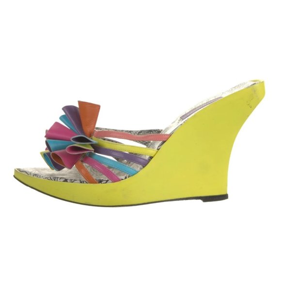 ❤️ Authentic Gorgeous Emilio Pucci Colorful Ribbon Leather Wedges ❤️ - Picture 1 of 5
